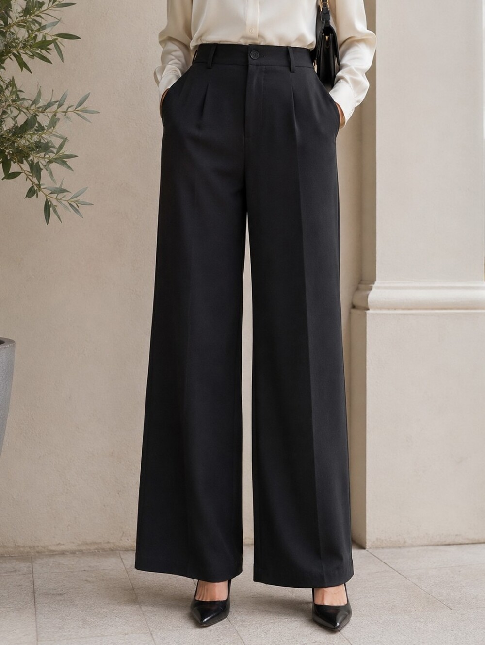 Maison d'Amélie Paris Wide Leg Pants NWT Size 10 Black Career Chic Casual - Picture 7 of 12